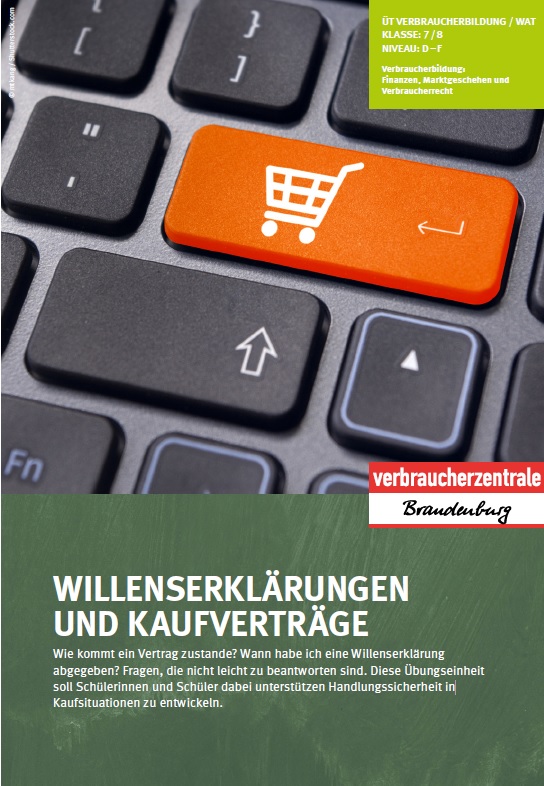 Deckblatt des Unterrichtsmaterials Willenserklärung und Kaufverträge der VZB (c) mtkang / Shutterstock