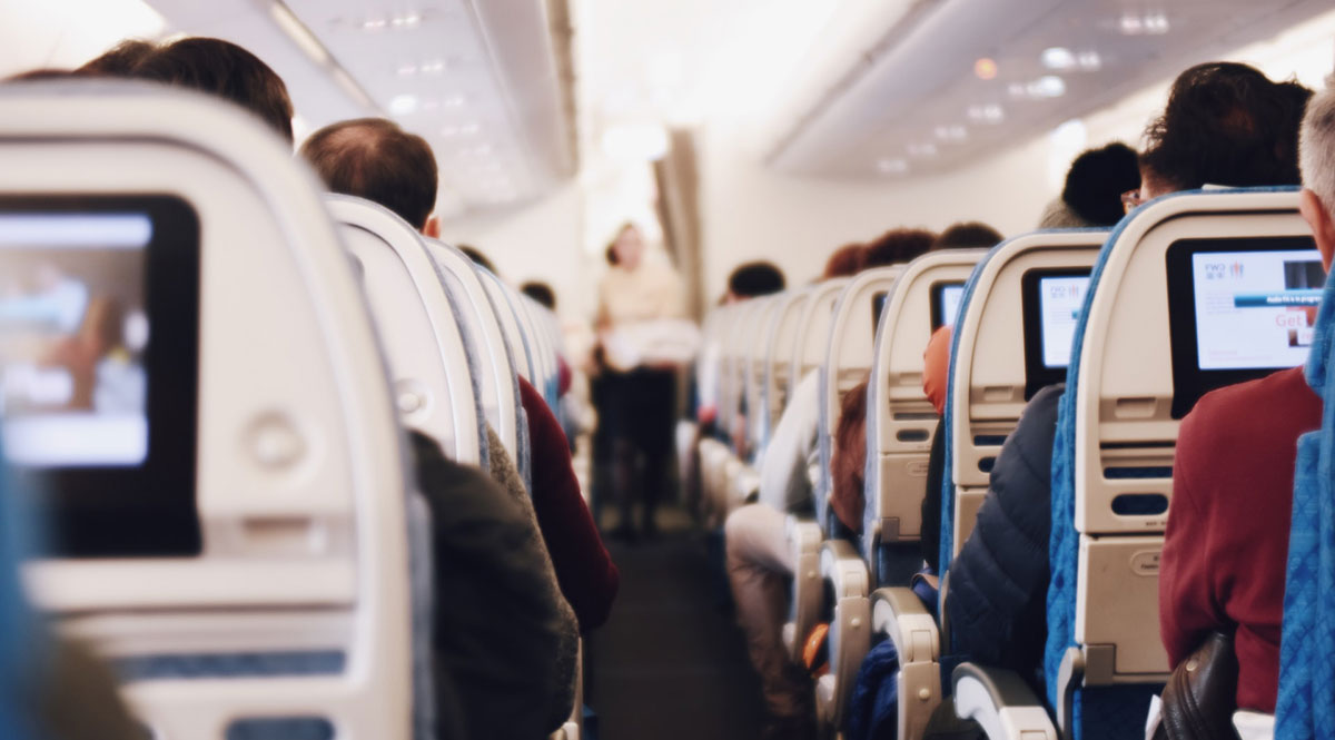 Innenraum eines Flugzeugs.
