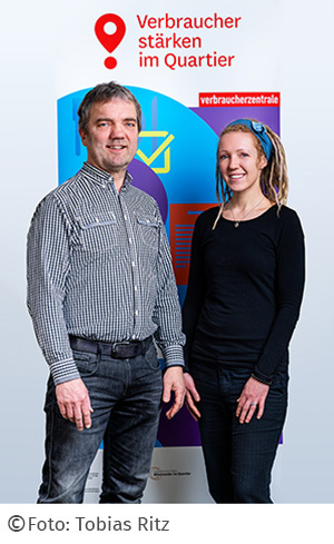 Die Quartierberater:innen Jörn Körner und Anne Wolf