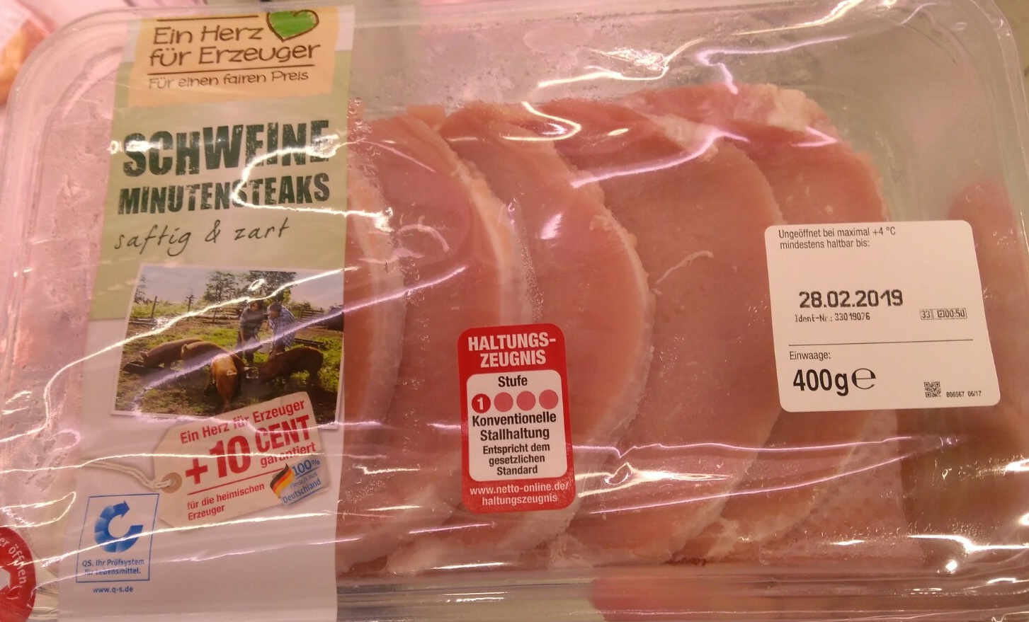 Schweine-Minutensteaks Netto Marken-Discount Klage-Erfolg VZ Brandenburg 2019/2020