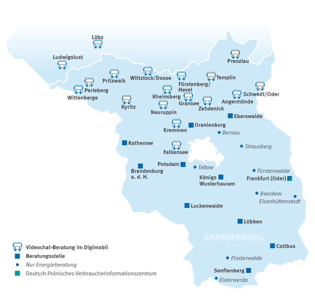 Beratungsstellenkarte mit Digimobil-Standorten
