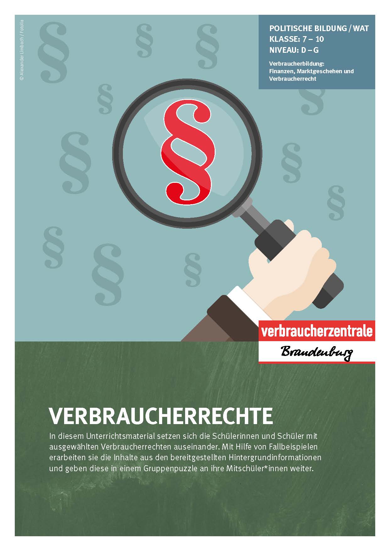 Titelseite Verbraucherrechte Unterrichtsmaterial VZB