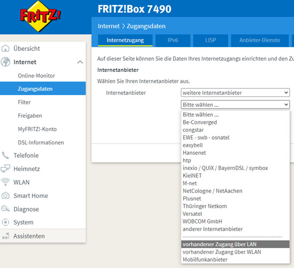 Einstellung Fritz Box 7490 VDSL-Router