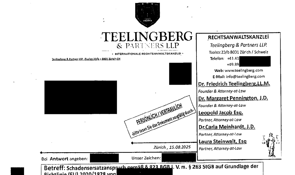Der Screenshot eines Fake-Anwaltschreibens