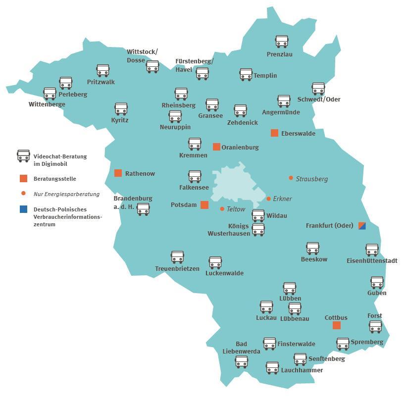 alle Beratungsstellen und Digimobil-Halte der Verbraucherzentrale in Brandenburg