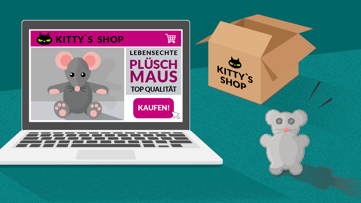 Visualisierung eines Fakeshops und der falschgelieferten Ware