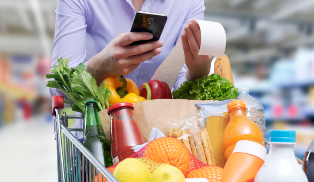 Einkaufswagen Supermarkt Zettel