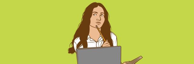 Eine Studentin googelt nach einer Antwort