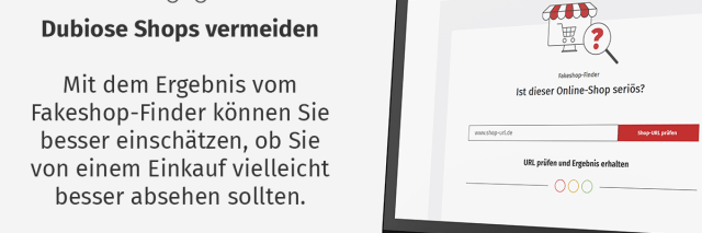 Darstellung der Webseite des Fakeshop-Finders auf einem Computer-Screen