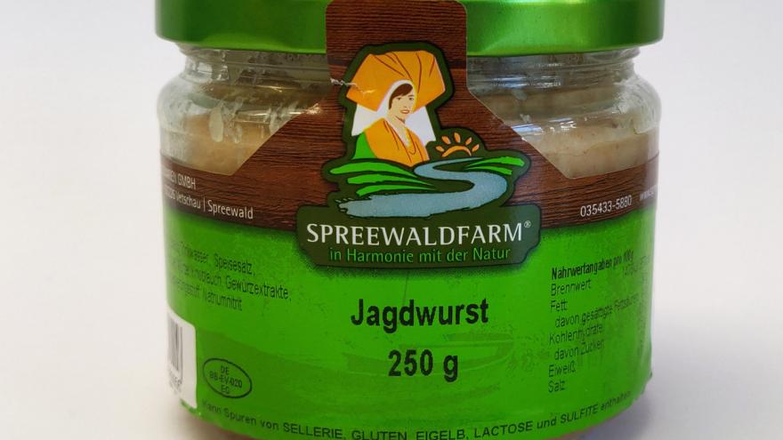 Label der Spreewaldfarm auf Glas mit Jagdwurst (c) VZB