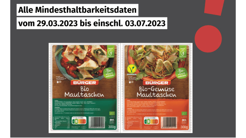 Rückruf Bürger Bio-Maultaschen