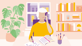 Frau telefoniert und bekommt einen Vertrag untergeschoben